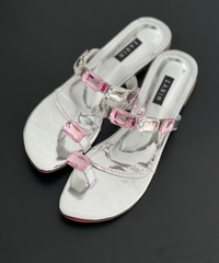 pink and silver crystal flats for women