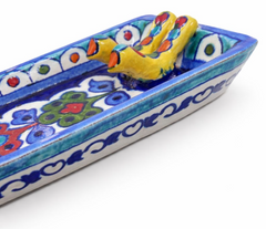 BLUE POTTERY BIRD TRAY