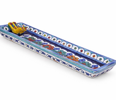 BLUE POTTERY BIRD TRAY