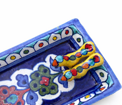 BLUE POTTERY BIRD TRAY